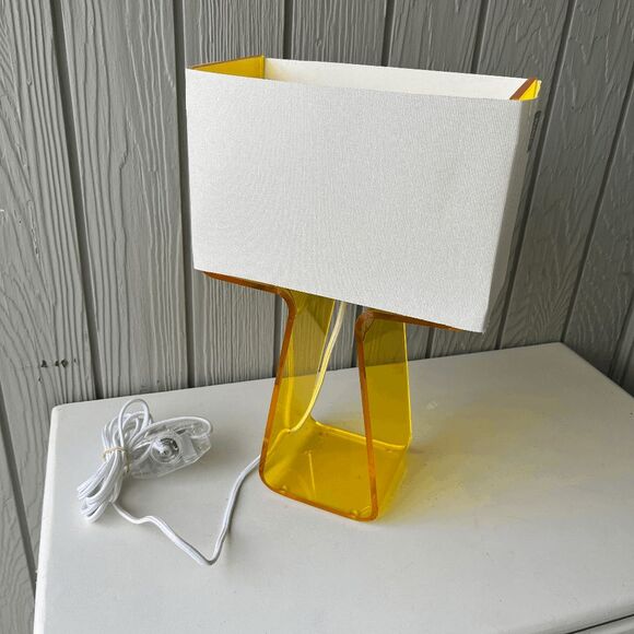 Pablo Designs Tube Top Table Lamp – Yellow Acrylic Base, Modern Minimalist, 14” - Picture 8 of 12